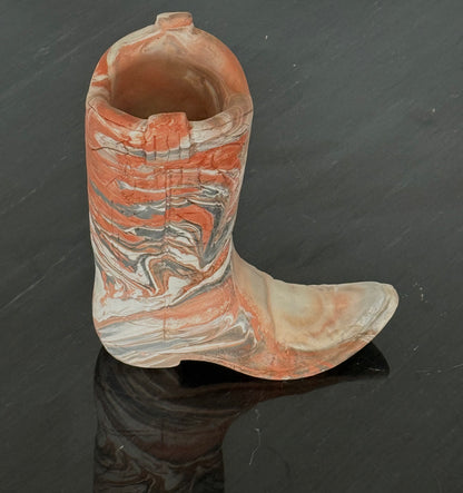 VNTG Marbled Clay Cowboy Boot Sculpture