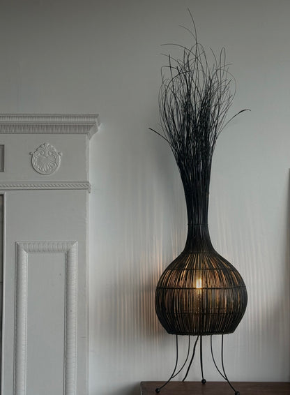 Rattan onion floor lamp