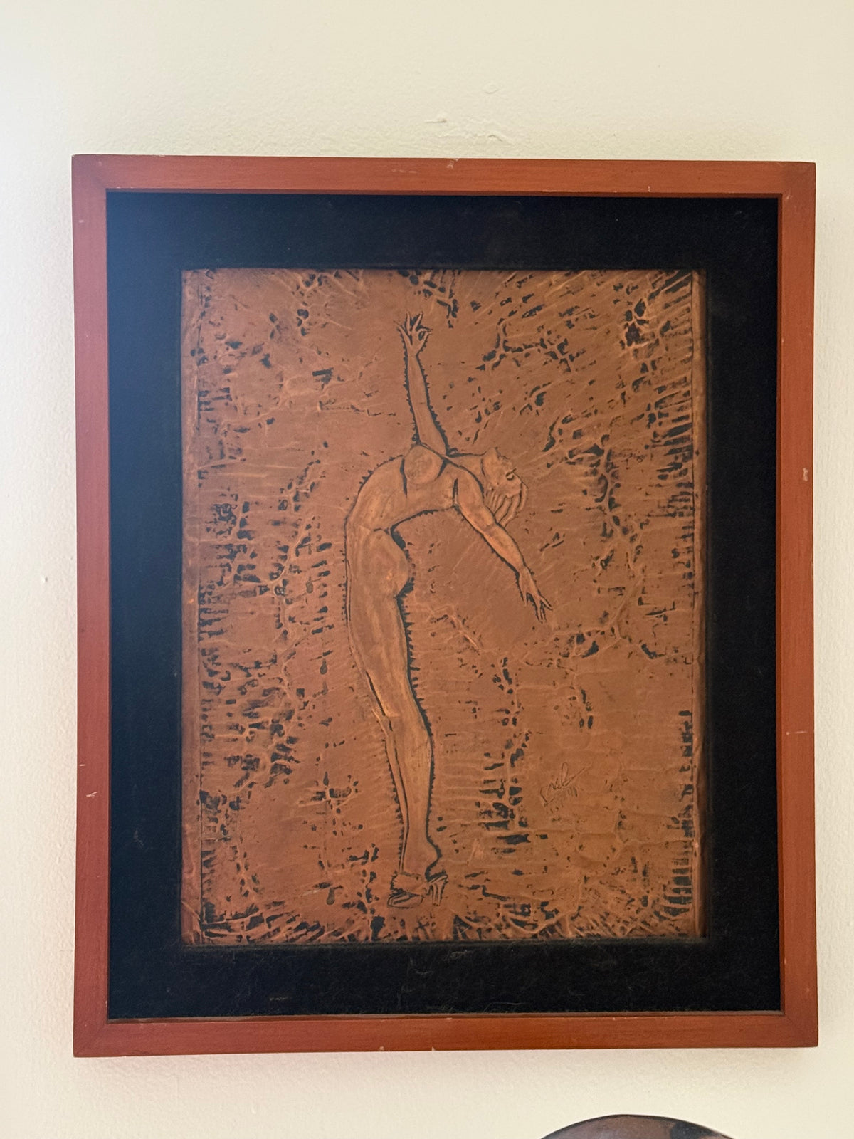 Mid-century modernist copper relief sculpture