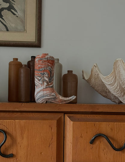 VNTG Marbled Clay Cowboy Boot Sculpture