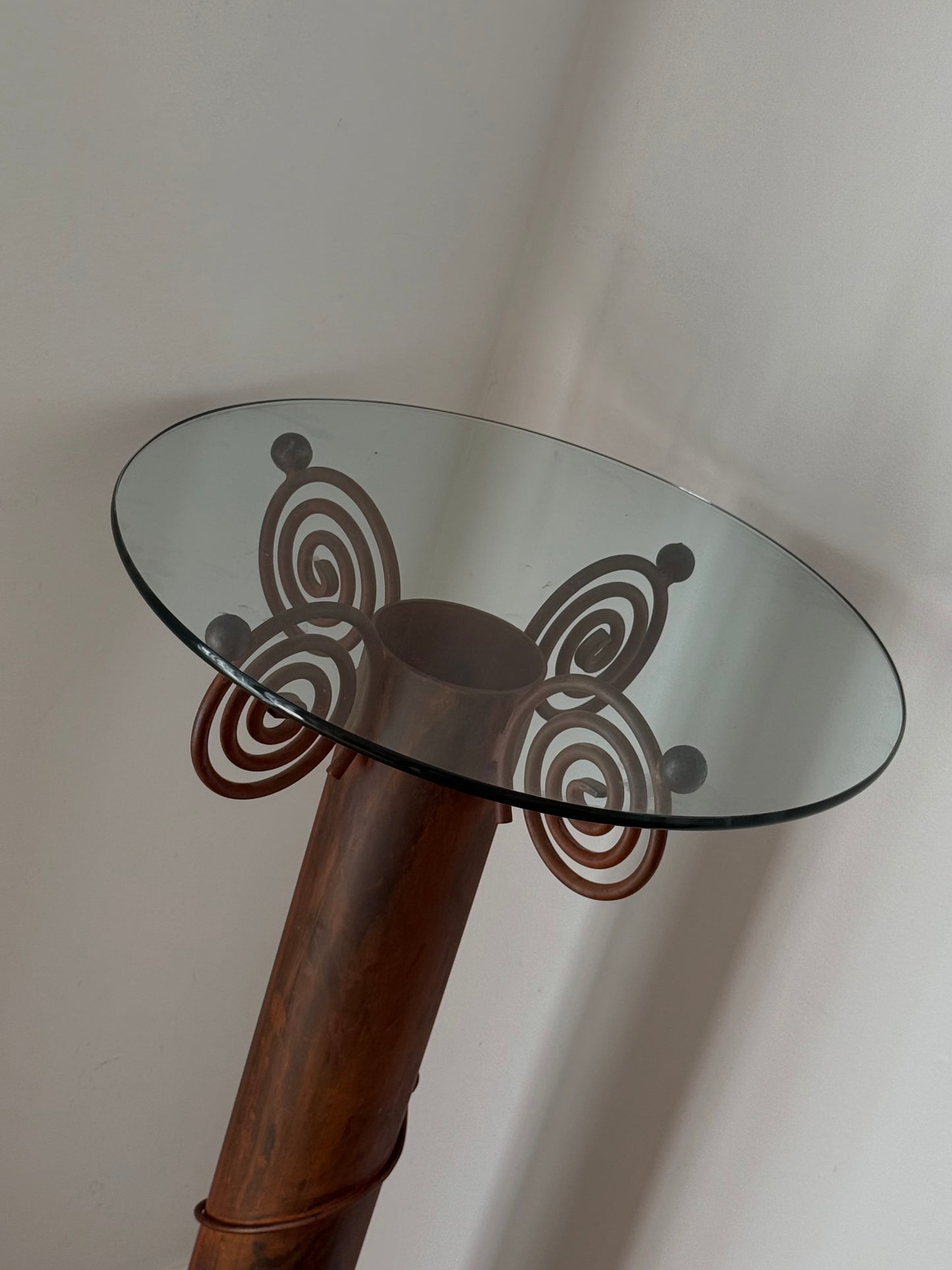 Forged Iron and Glass Pedestal by Carlos De Anda