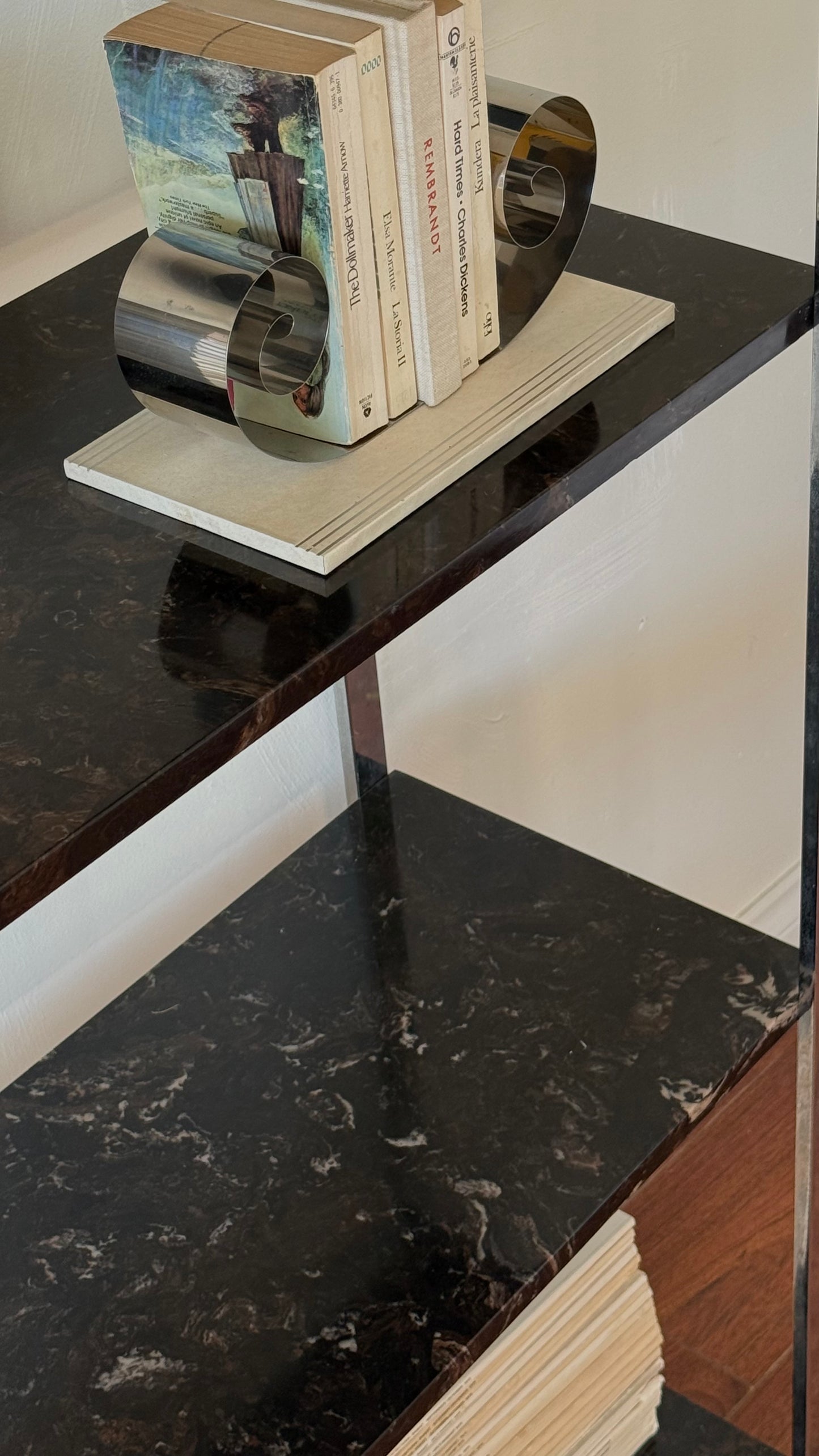 MCM Chrome and Marble étagère shelf