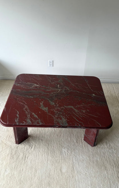 1980s RARE DIASPRO ROSSO MARBLE COFFEE TABLE