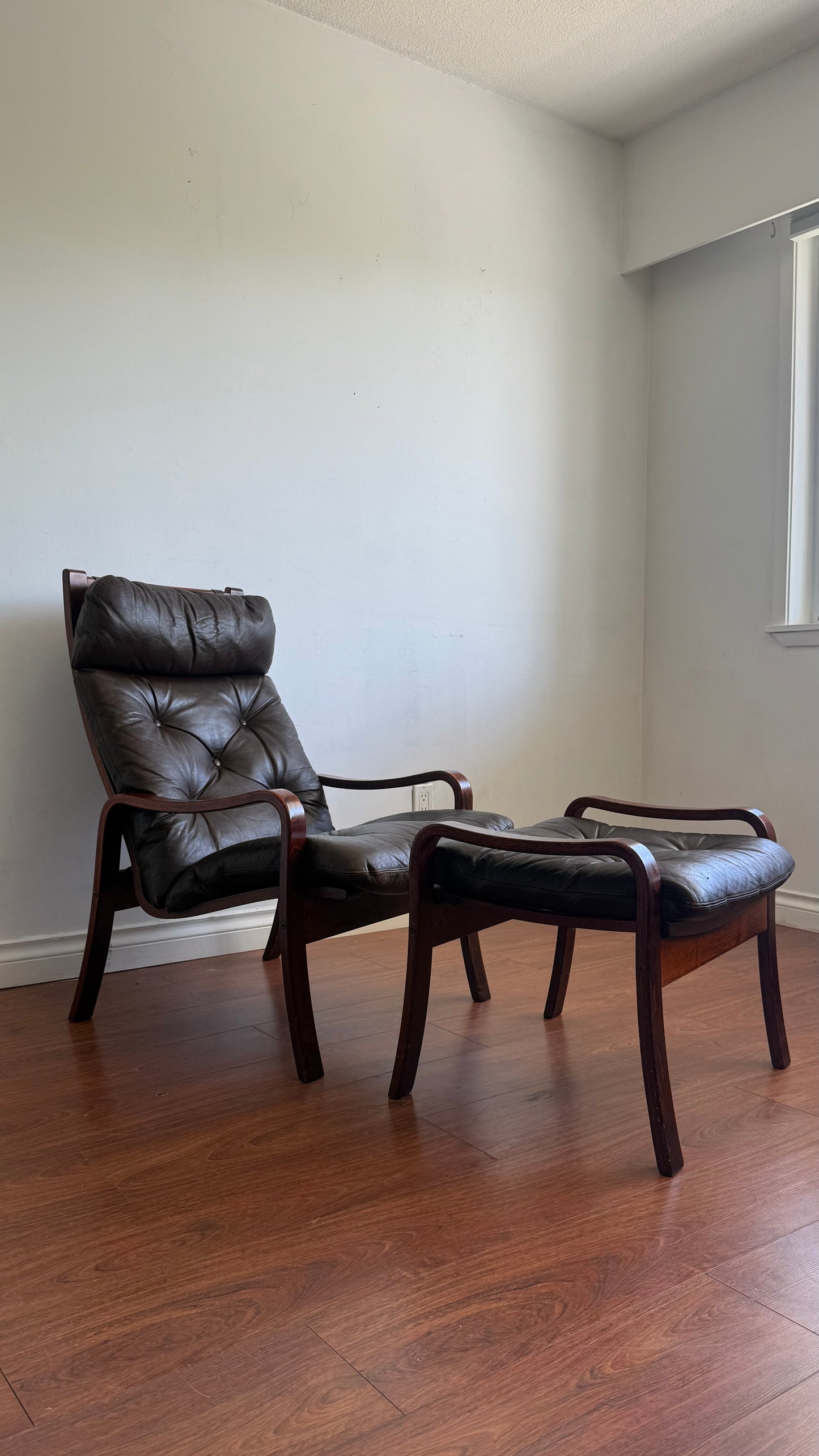Ca. 1960s Norwegian Lounge Chair with Ottoman