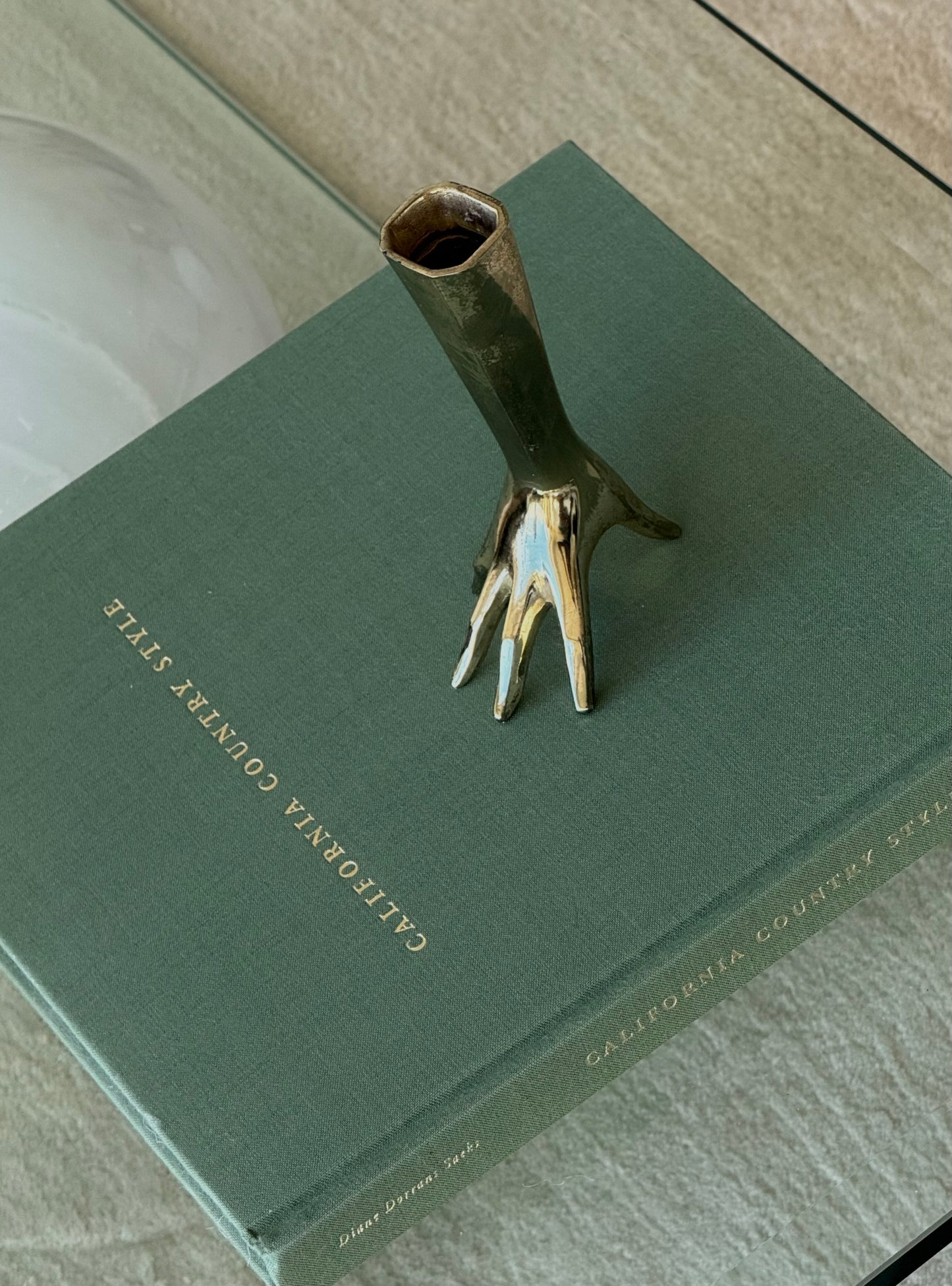VINTAGE silver plated hand shaped Bud Vase