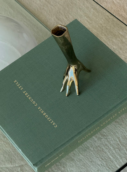 VINTAGE silver plated hand shaped Bud Vase