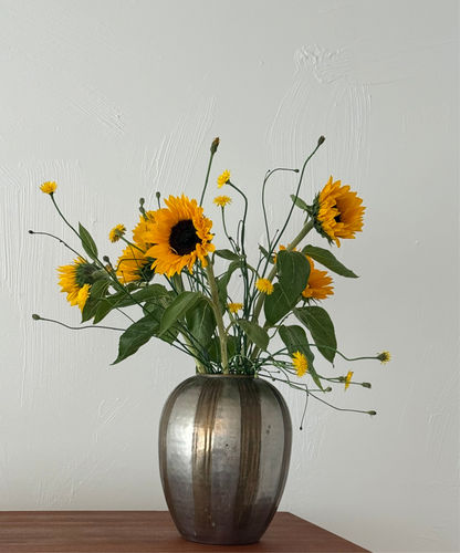 VINTAGE STRIPED BRASS VASE
