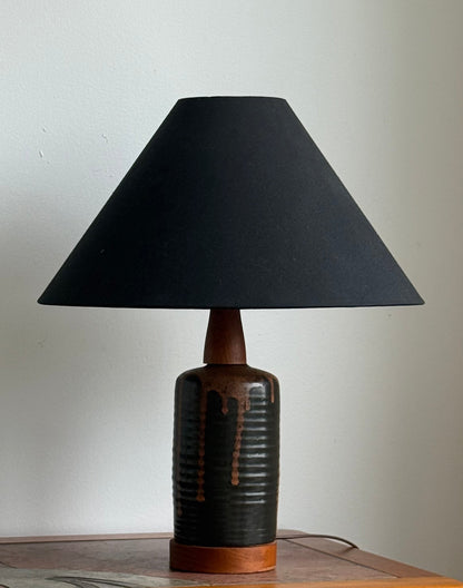 MCM pottery and teak lamp