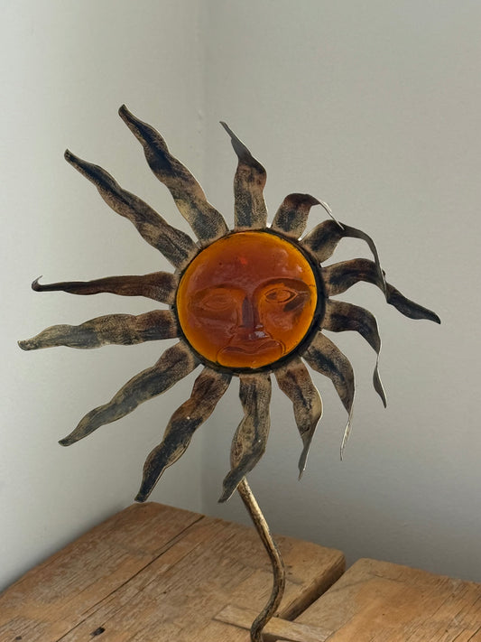 1990s Glass Sunshine Candle Holder