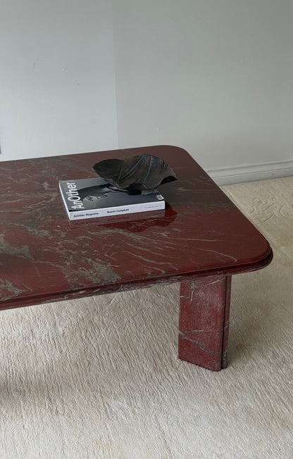1980s RARE DIASPRO ROSSO MARBLE COFFEE TABLE
