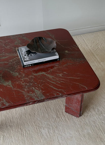 1980s RARE DIASPRO ROSSO MARBLE COFFEE TABLE