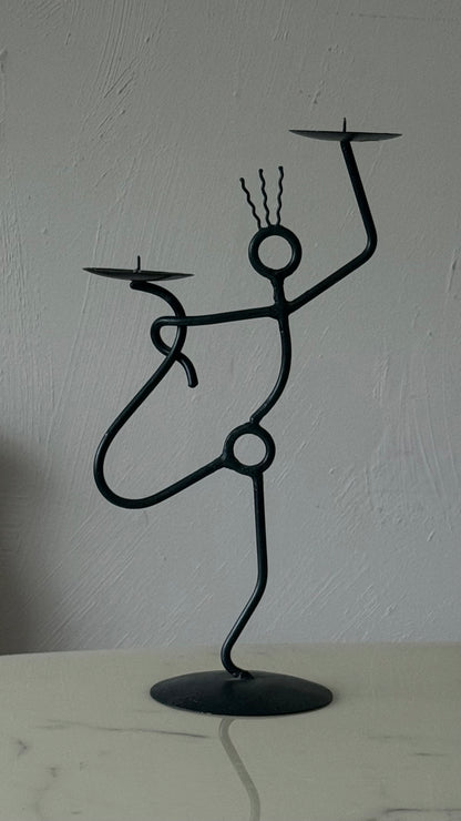 VINTAGE MODERNIST IRON candle holder