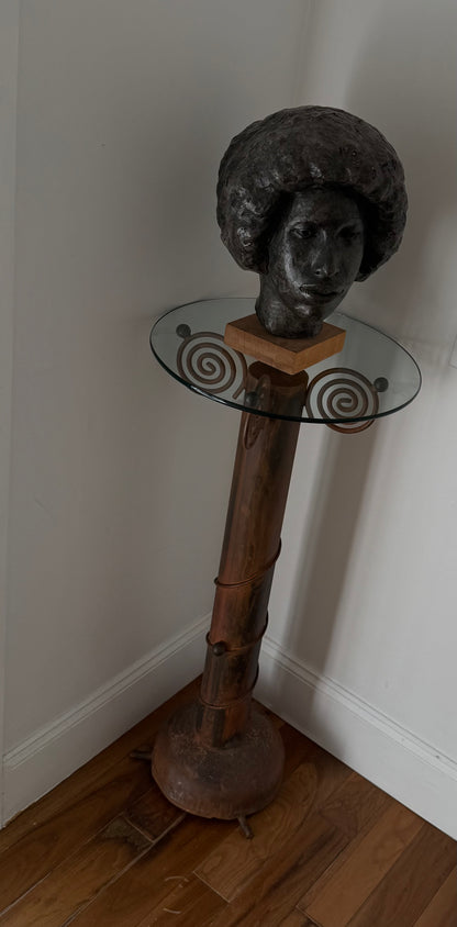 Forged Iron and Glass Pedestal by Carlos De Anda