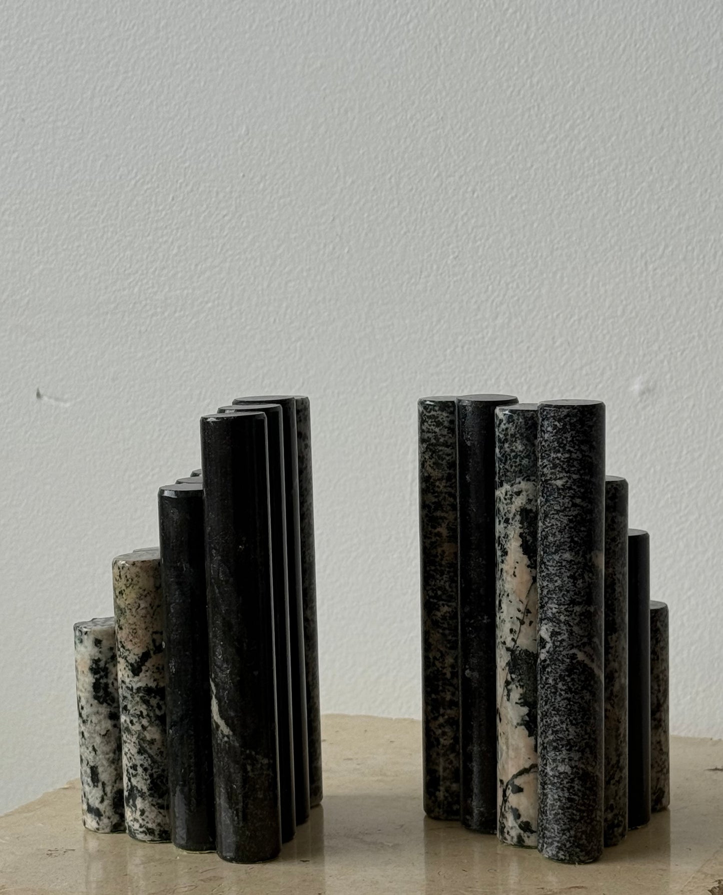 VINTAGE Cylindrical Marble Bookends