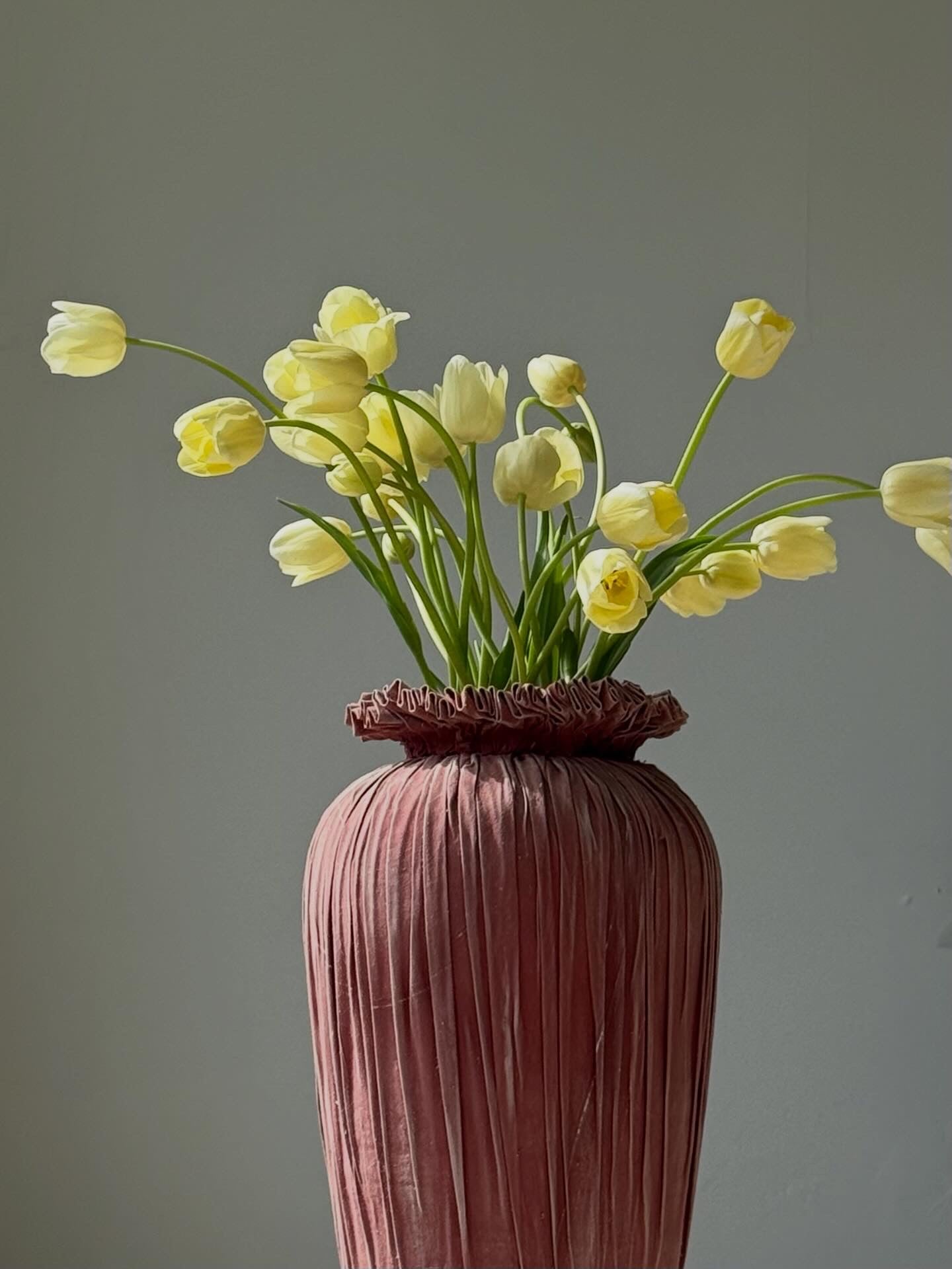 OOAK Terracotta Vase with DRAPED FABRIC