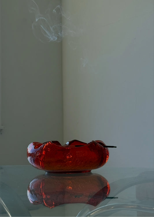 1960s CRACKLED GLASS ASHTRAY