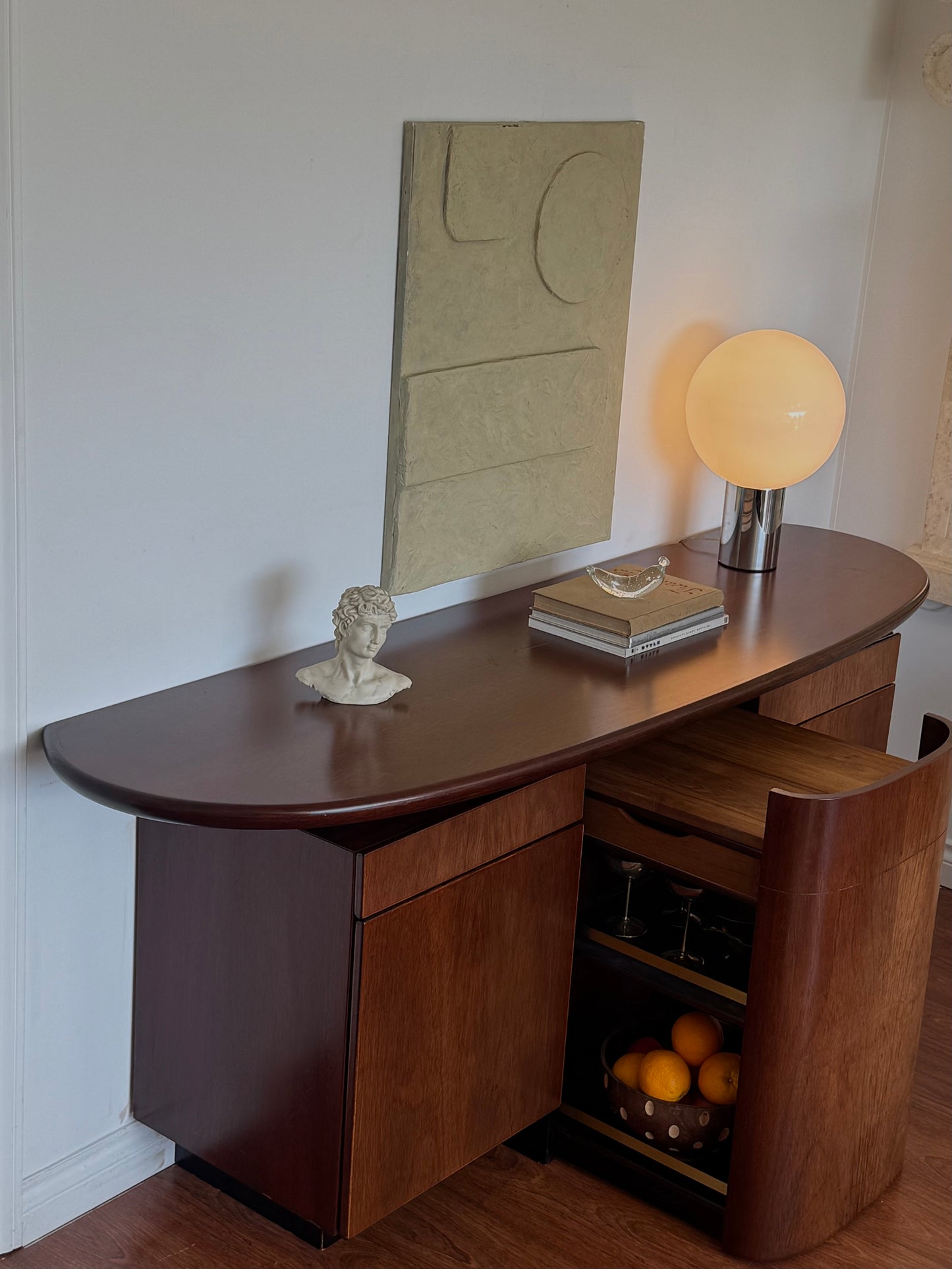 1970s DANISH SIDEBOARD with BAR CART