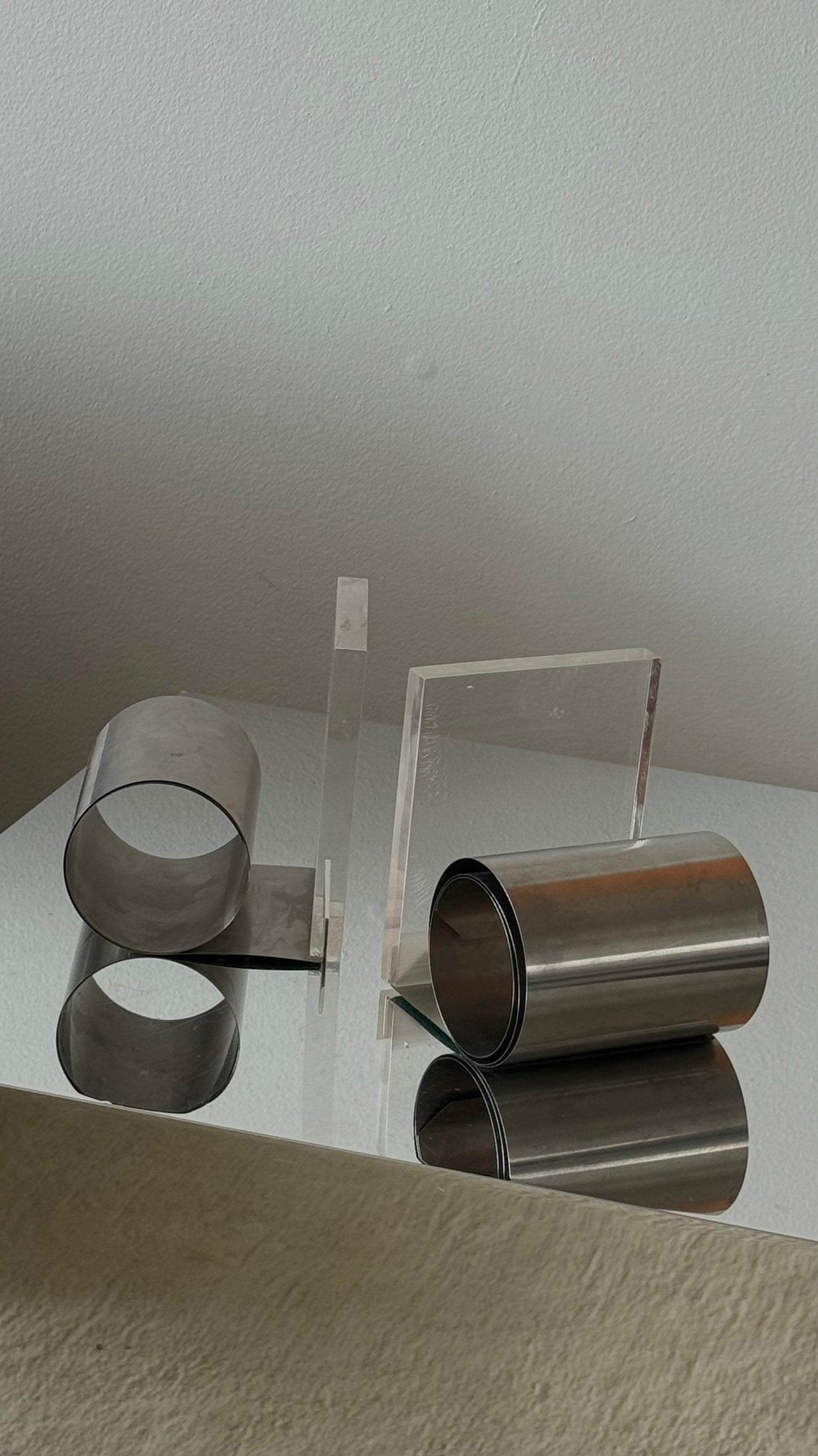MCM LUCITE & STEEL BOOKENDS