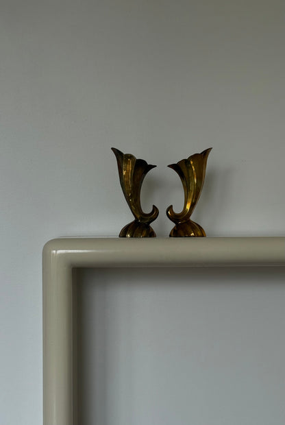 Mid-Century Brass Cornucopia Vases