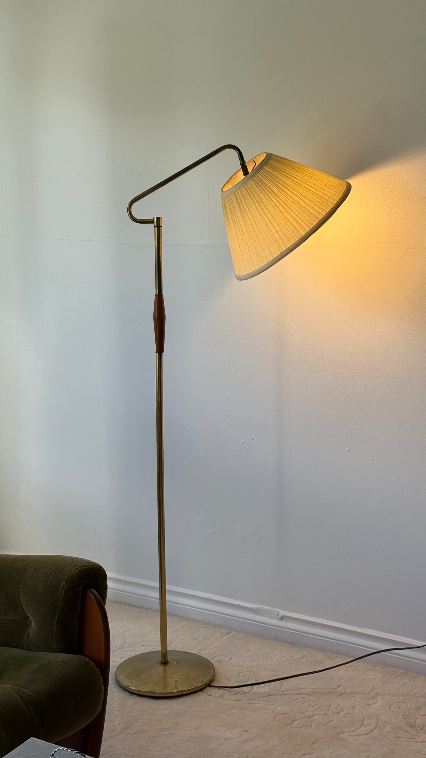 C.1960s Brass and Wood Lamp