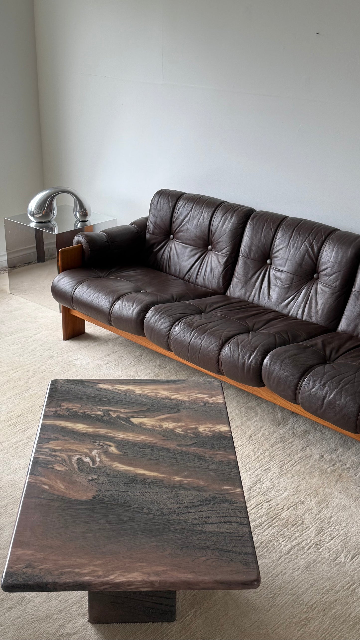 MCM FINNISH TEAK & LEATHER SOFA