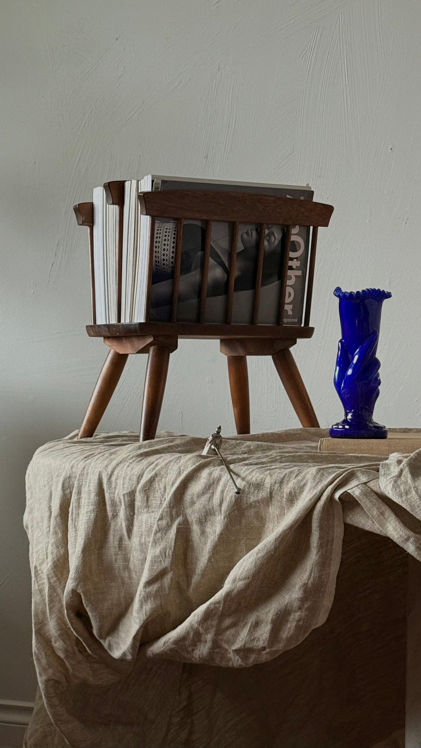 VINTAGE Spindle Style  Wooden Magazine Holder