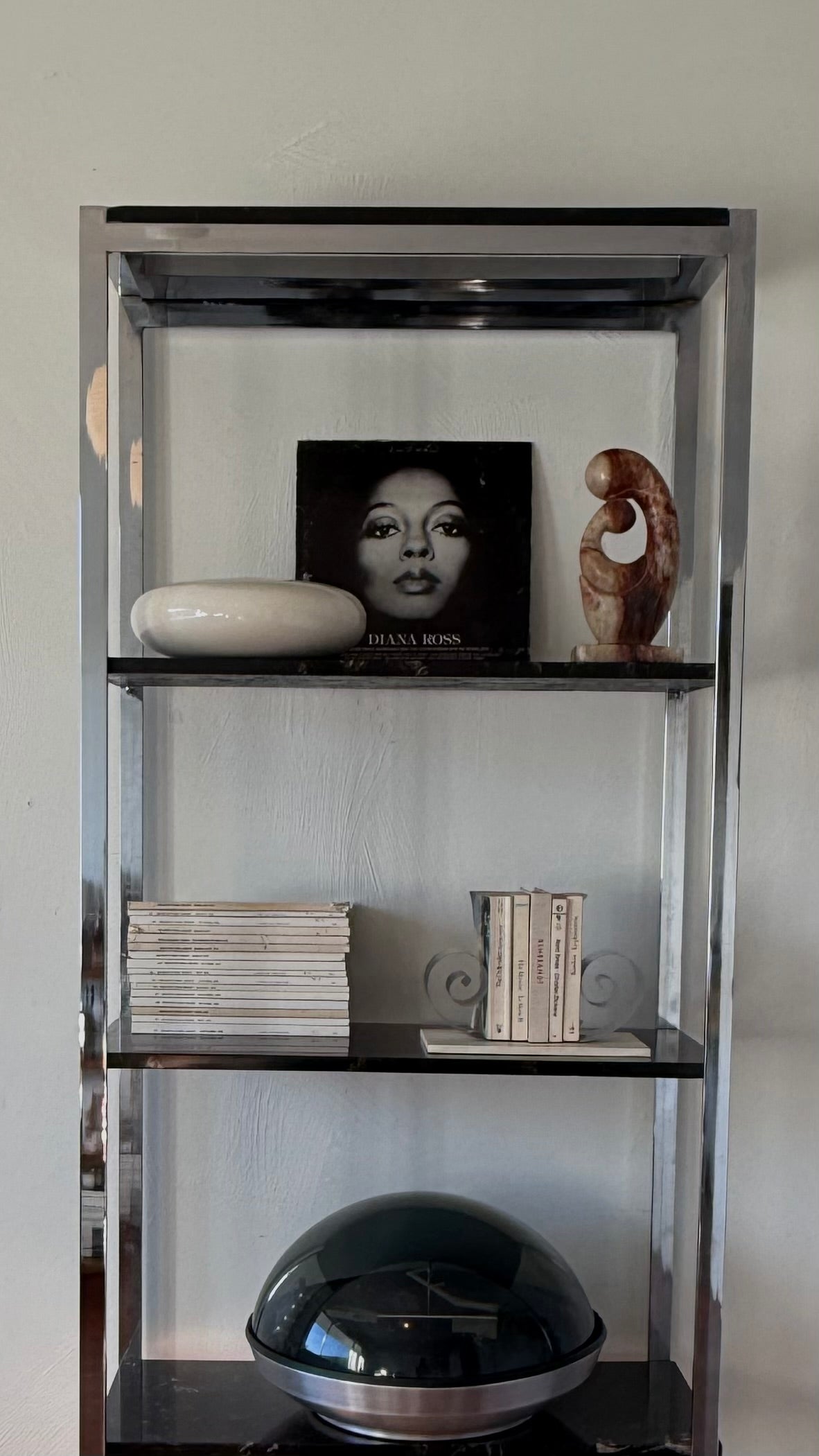 MCM Chrome and Marble étagère shelf