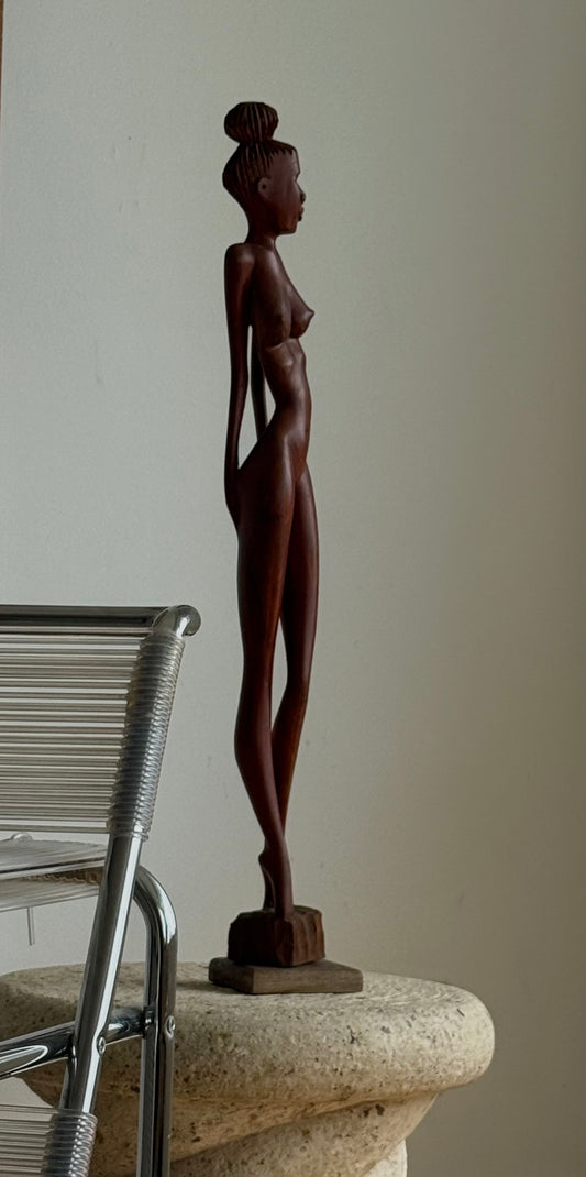 CUBAN FEMALE WOODEN SCULPTURE