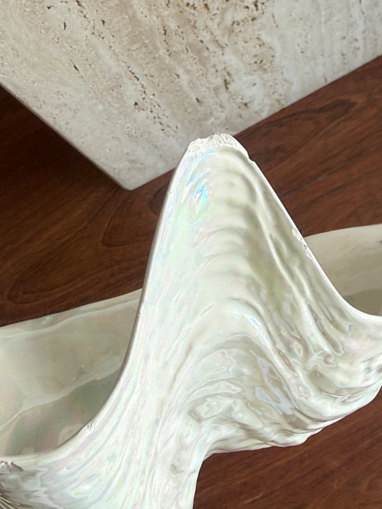 1980s IRIDESCENT CERAMIC DUO