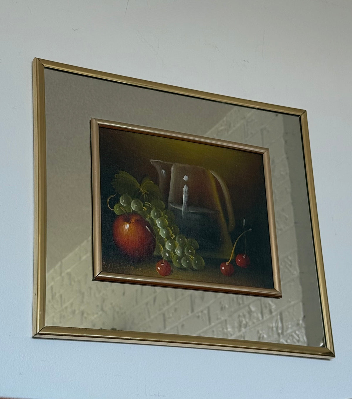 1980s ORIGINAL Still Art in a mirror frame