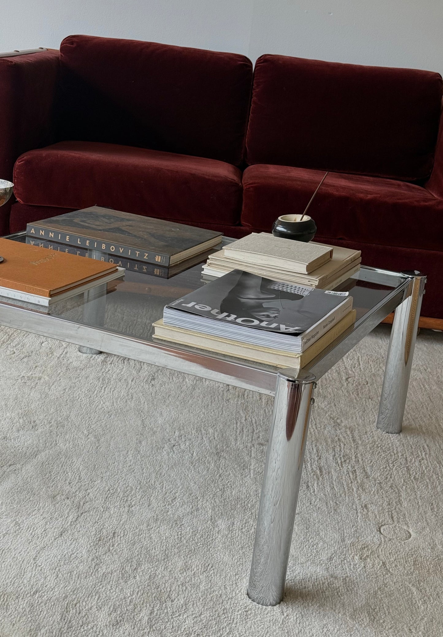 MCM Chrome with Glass Top Coffee Table