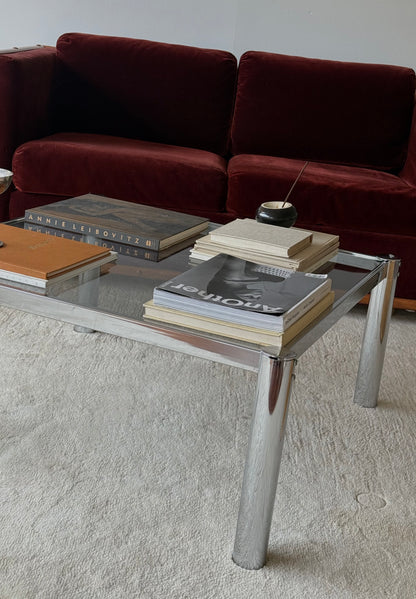 MCM Chrome with Glass Top Coffee Table