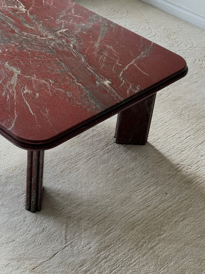 1980s RARE DIASPRO ROSSO MARBLE COFFEE TABLE