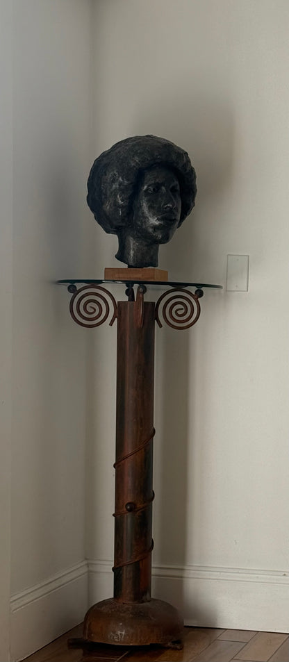 Forged Iron and Glass Pedestal by Carlos De Anda