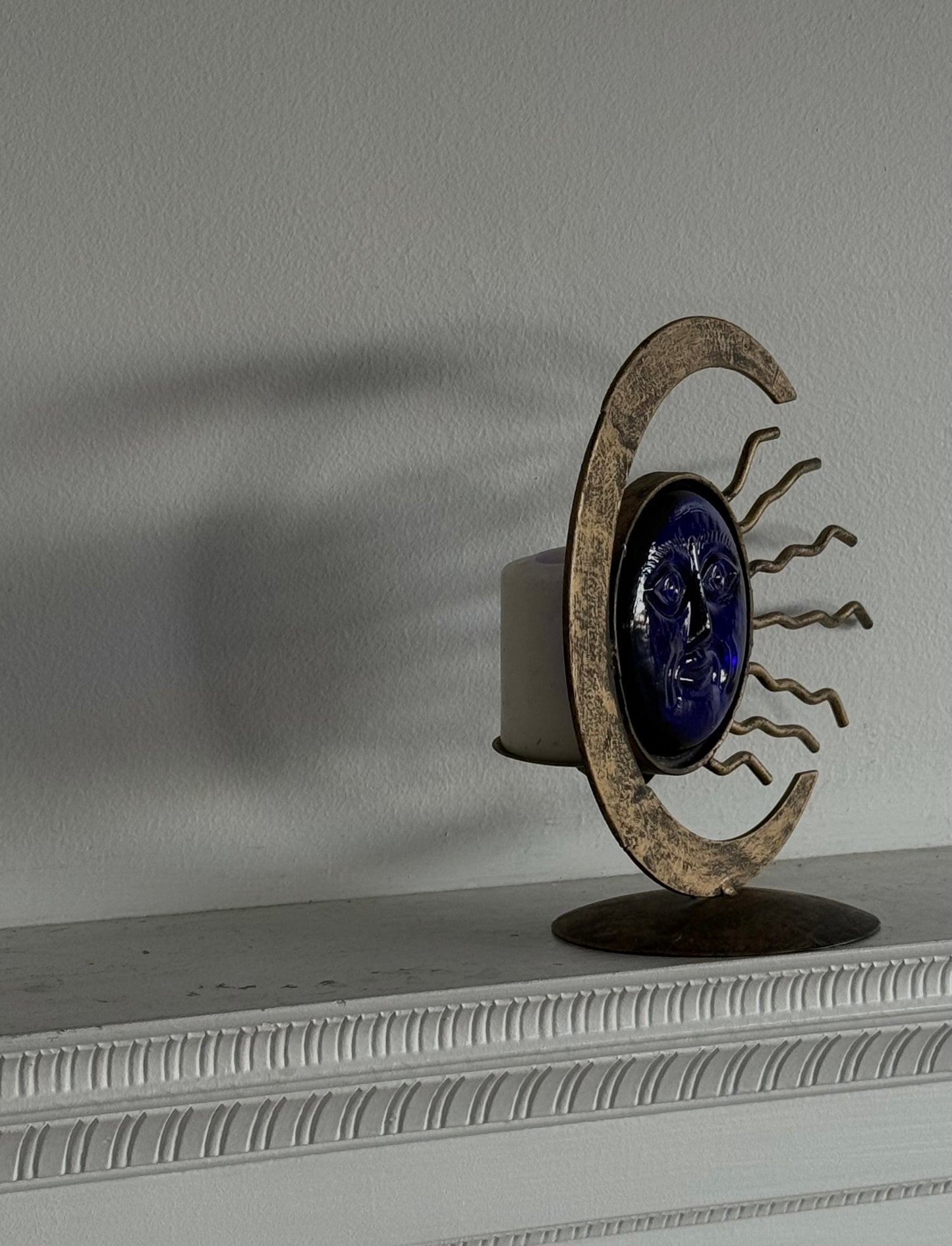 ca. 1990s Cobalt Blue Celestial Candle Holder