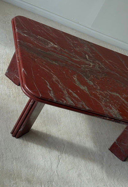 1980s RARE DIASPRO ROSSO MARBLE COFFEE TABLE