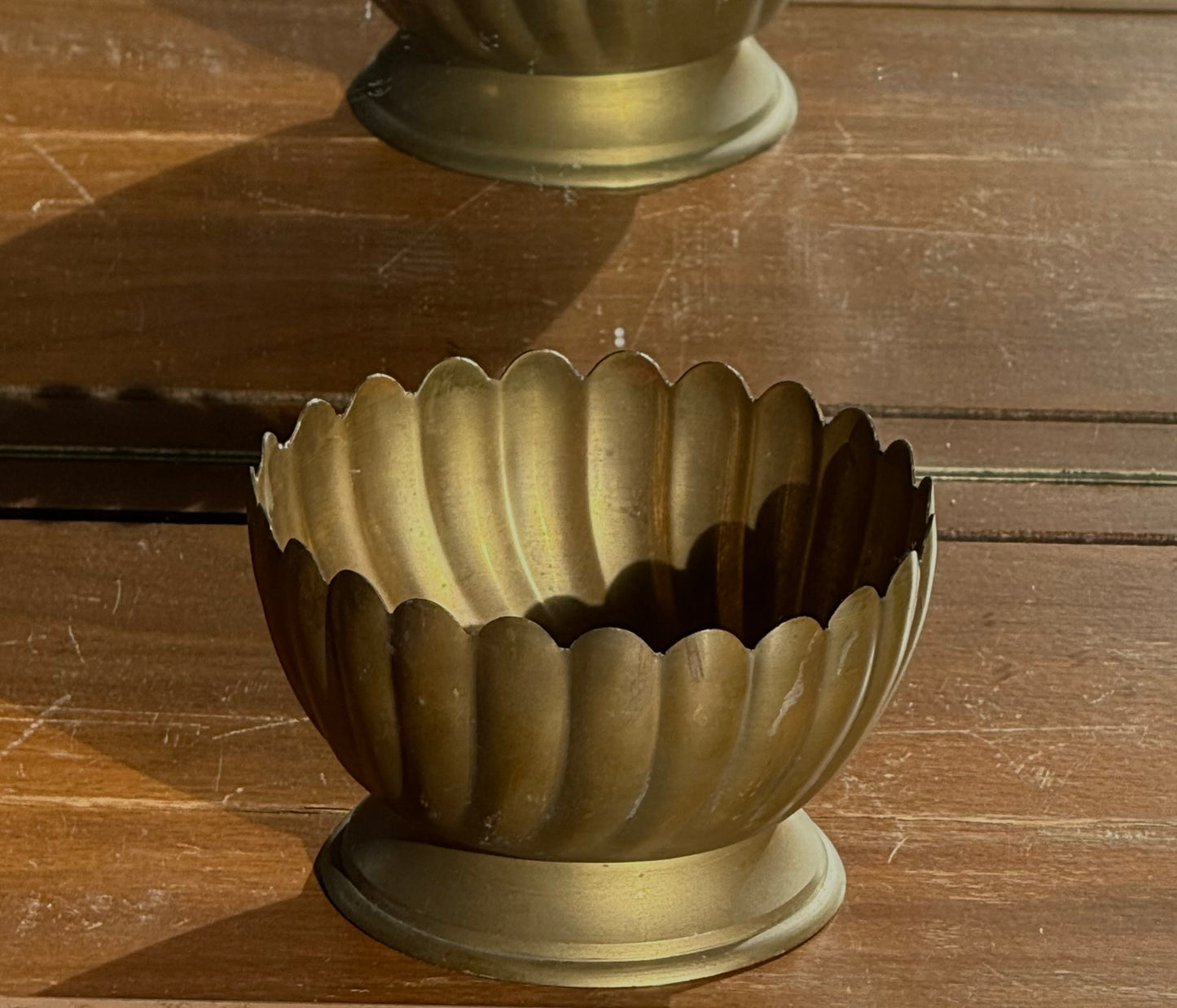 Vintage Scalloped Brass Bowl