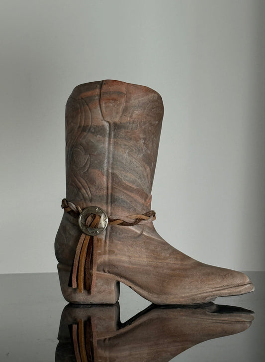 VNTG Marbled Clay Cowboy Boot Sculpture
