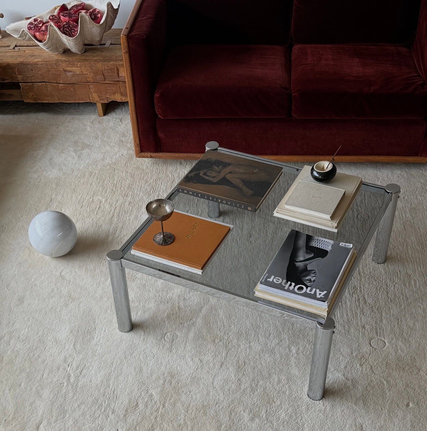 MCM Chrome with Glass Top Coffee Table