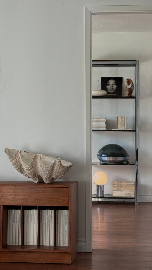 MCM Chrome and Marble étagère shelf