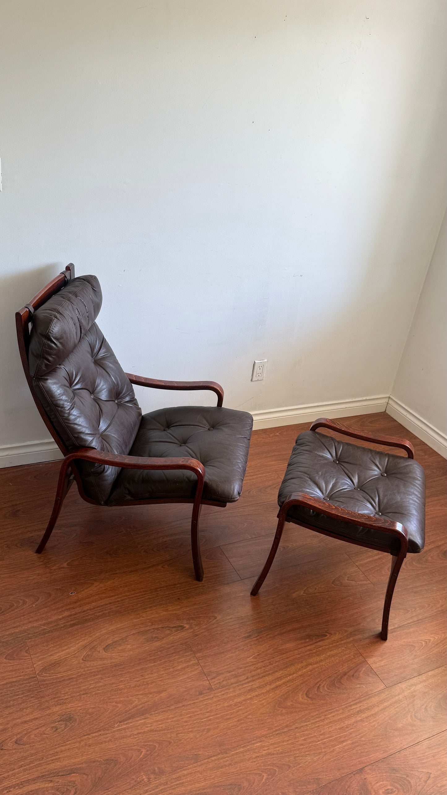 Ca. 1960s Norwegian Lounge Chair with Ottoman