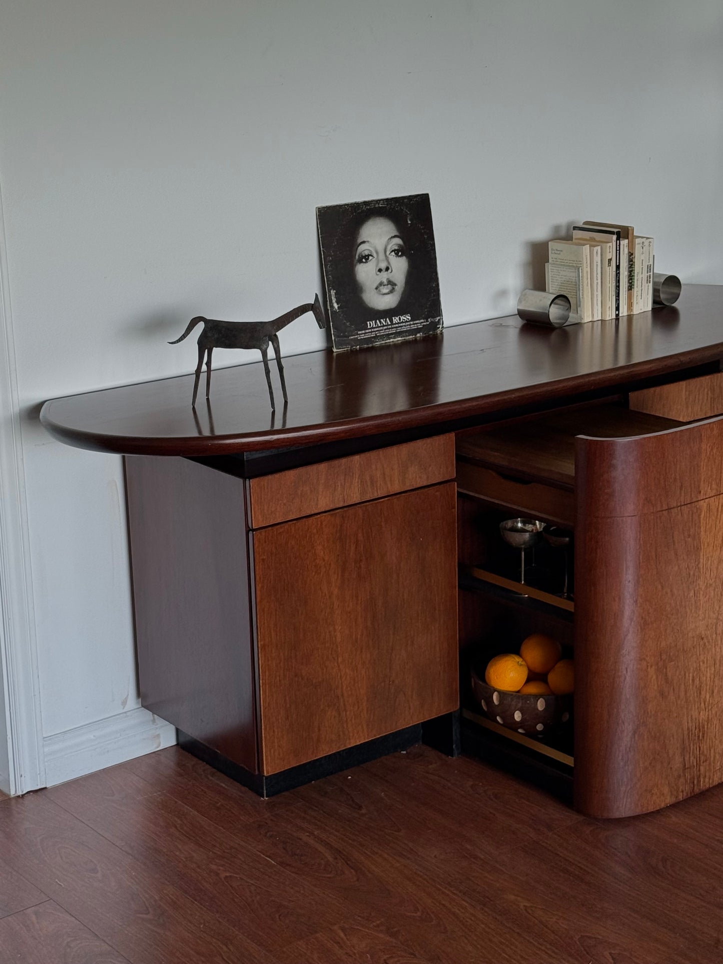 1970s DANISH SIDEBOARD with BAR CART