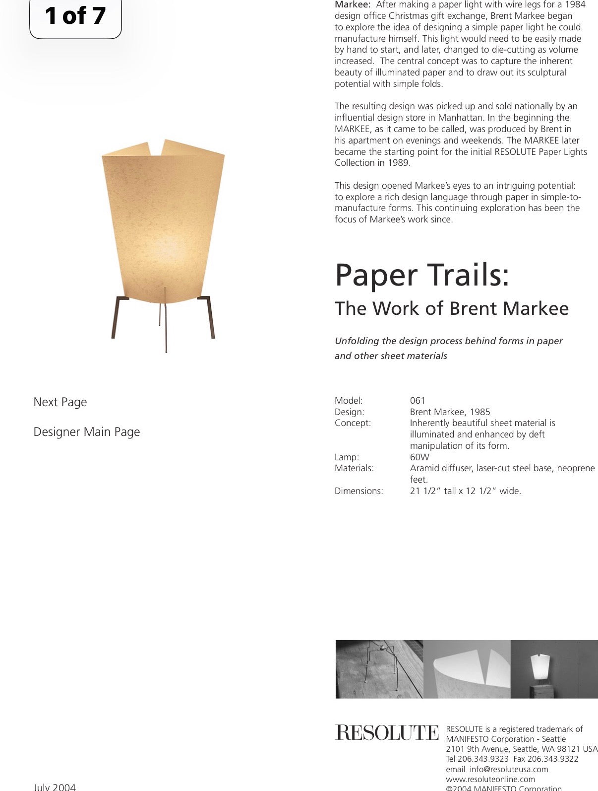 1980s Resolute “paper Trails” Lamp