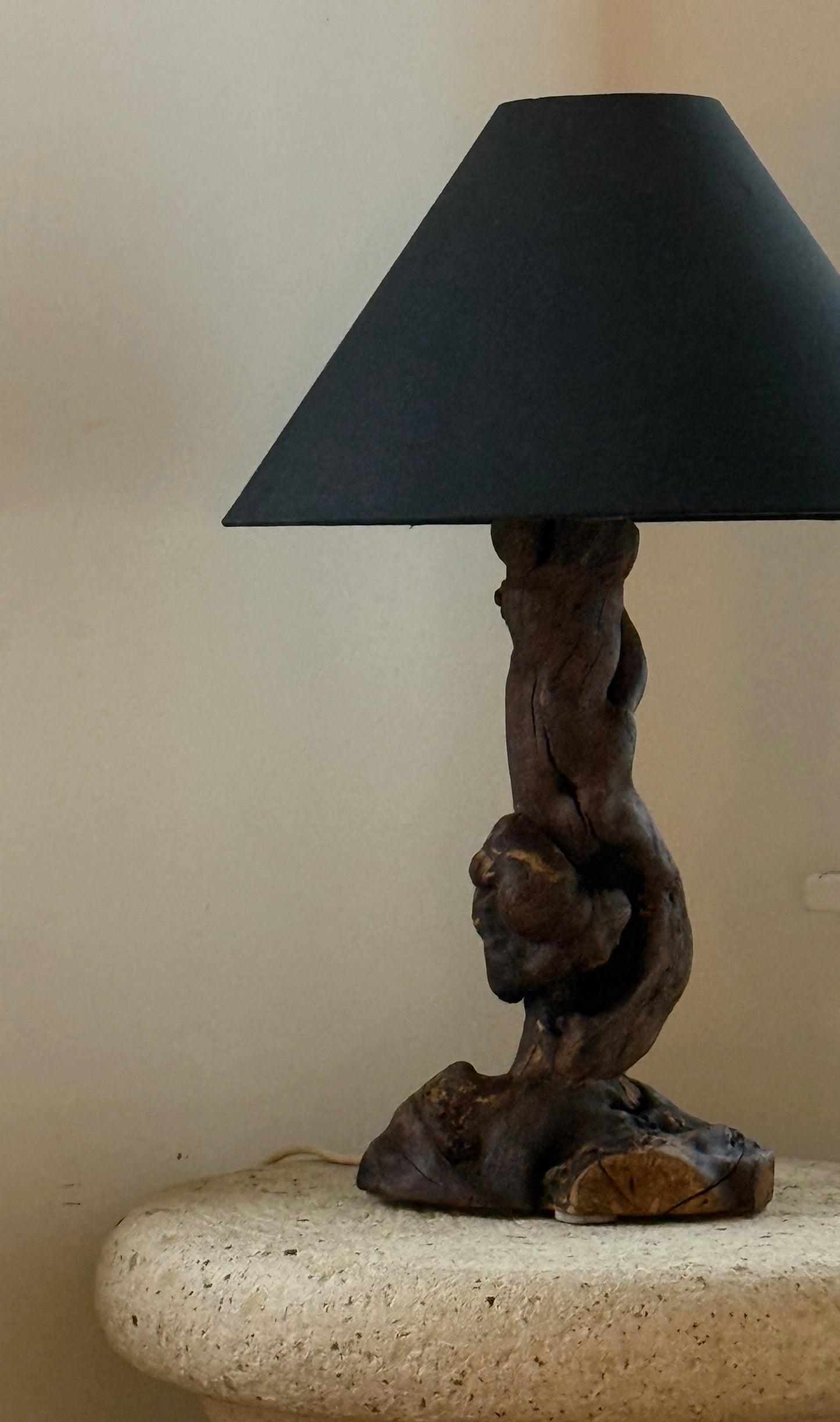 VINTAGE Burl Wood Lamp
