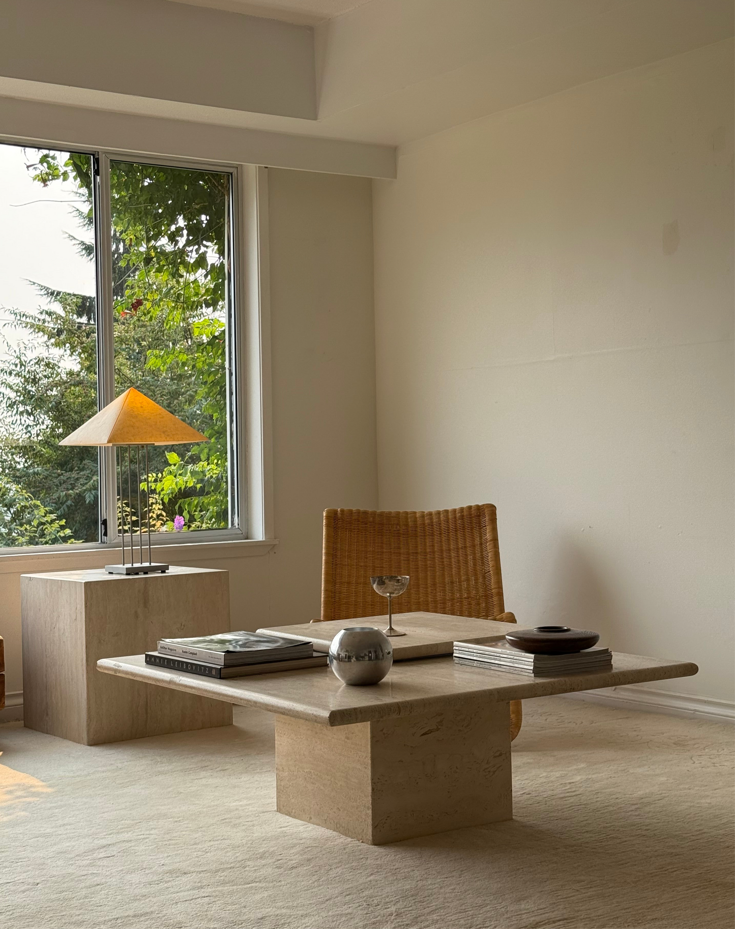 1970s ITALIAN TRAVERTINE COFFEE TABLE