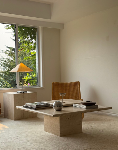 1970s ITALIAN TRAVERTINE COFFEE TABLE