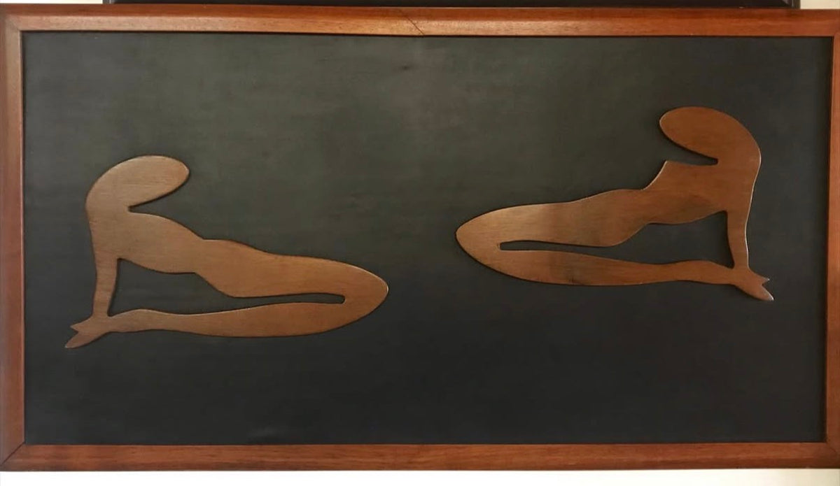1970s WOOD NUDE WALL ART