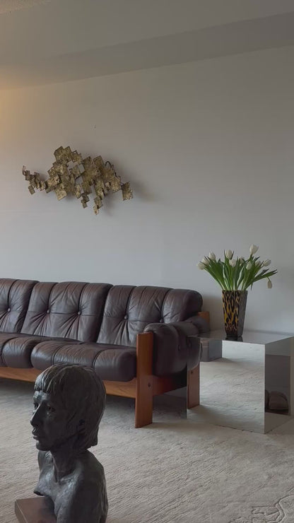 MCM FINNISH TEAK & LEATHER SOFA